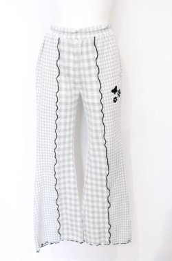 画像1: Candy Stripper / GINGHAM FLARE PANTS 2 ライトグレー O-25-07-21-063-PU-PA-OW-OS
