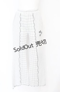 画像1: Candy Stripper / GINGHAM FLARE PANTS 2 ライトグレー O-25-07-21-063-PU-PA-OW-ZT406