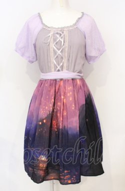 画像1: axes femme POETIQUE / パフ袖パネル柄ワンピース M ラベンダー O-25-07-21-073-AX-OP-OW-OS