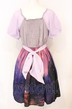 画像2: axes femme POETIQUE / パフ袖パネル柄ワンピース M ラベンダー O-25-07-21-073-AX-OP-OW-OS