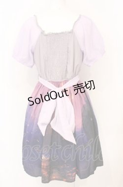 画像2: axes femme POETIQUE / パフ袖パネル柄ワンピース M ラベンダー O-25-07-21-073-AX-OP-OW-OS