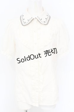 画像1: axes femme / トランプアイコン刺繍ブラウス M キナリ O-25-07-21-075-AX-BL-OW-OS