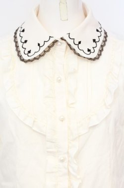 画像2: axes femme / トランプアイコン刺繍ブラウス M キナリ O-25-07-21-075-AX-BL-OW-OS
