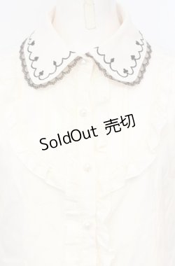 画像2: axes femme / トランプアイコン刺繍ブラウス M キナリ O-25-07-21-075-AX-BL-OW-OS