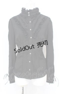 画像1: Ozz Croce / スタンドカラーピンタックブラウス  ブラック O-25-07-21-076-OO-BL-OW-OS