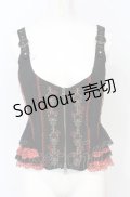 Ozz Croce / 薔薇刺繍ビスチェベスト  ブラック×レッド O-25-07-21-078-OO-TO-OW-OS