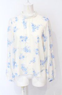 an another angelus / ローズptプルブラウス F アイボリー×ブルー O-25-07-21-008-CA-BL-OW-ZT106