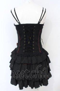 画像3: Ozz Croce / 薔薇刺繍サイド編み上げビスチェワンピース  ブラック×レッド O-25-07-21-087-OO-OP-OW-OS