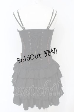画像3: Ozz Croce / 薔薇刺繍サイド編み上げビスチェワンピース  ブラック×レッド O-25-07-21-087-OO-OP-OW-OS