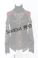 Ozz On / 柄ニット切り替えレイヤードトップス  ブラック×レッド O-25-07-21-090-OO-TO-OW-OS