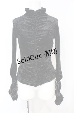 画像1: Ozz On / ビーズ配色ベロアギャザートップス  ブラック O-25-07-21-091-OO-TO-OW-OS