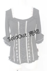 Ozz Croce / 薔薇刺繍レースアッププルオーバー  ブラック O-25-07-21-092-OO-TO-OW-OS