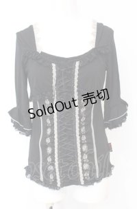Ozz Croce / 薔薇刺繍レースアッププルオーバー  ブラック O-25-07-21-092-OO-TO-OW-OS