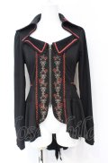 Ozz Croce / 薔薇刺繍ZIPジャケット  ブラック×レッド O-25-07-21-095-OO-JA-OW-OS