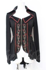 Ozz Croce / 薔薇刺繍ZIPジャケット  ブラック×レッド O-25-07-21-095-OO-JA-OW-OS