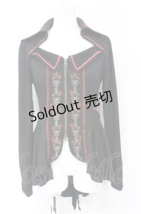 Ozz Croce / 薔薇刺繍ZIPジャケット  ブラック×レッド O-25-07-21-095-OO-JA-OW-OS