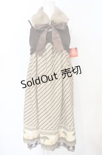axes femme kawaii / ライオン・キングリボンワンピース M ベージュ O-25-07-21-097-AX-OP-OW-OS