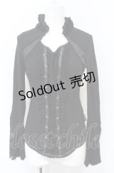 Ozz Croce / 異素材切り替えレースアップトップス  ブラック O-25-07-21-099-OO-TO-OW-OS
