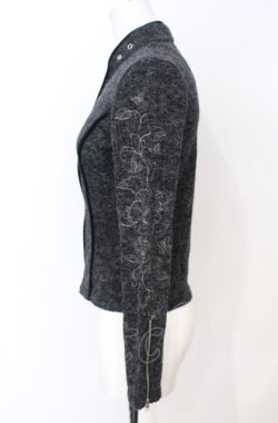 画像2: Ozz On / 刺繍入起毛ZIPカーディガン  グレー O-25-07-21-100-OO-TO-OW-OS