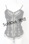 Ozz Croce / 薔薇刺繍レース切り替えビスチェキャミ  ブラック O-25-07-21-101-OO-TO-OW-OS
