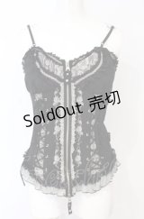 Ozz Croce / 薔薇刺繍レース切り替えビスチェキャミ  ブラック O-25-07-21-101-OO-TO-OW-OS