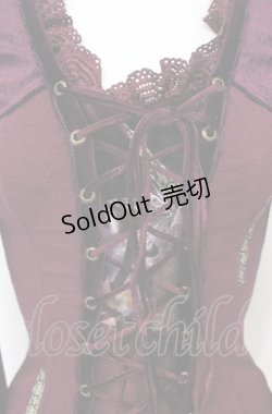 画像2: Ozz On / 柄ベロア切り替えレースアップニットトップス  ワイン O-25-07-21-102-OO-TO-OW-OS