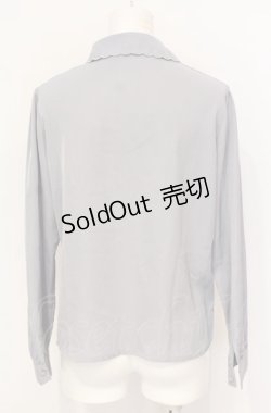 画像3: an another angelus / カットワーク刺繍ジャボ付きブラウス  ブルーグレー O-25-07-21-010-CA-BL-OW-ZT0731D
