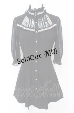 画像1: Ozz Croce / レース切り替え半袖ブラウス  ブラック O-25-07-21-103-OO-TO-OW-OS