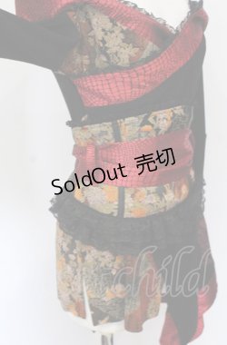 画像3: Qutie Frash / コルセット付きちりめん切り替えオフショルカーディガン  ブラックｘレッド O-25-07-21-001-QU-TO-YM-OS