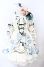 画像1: BABY,THE STARS SHINE BRIGHT / アンリエッタ姫の舞踏会ワンピースドレス・キャノティエセット  シルキーホワイト×サックス O-25-07-21-108-BA-OP-IG-OS (1)