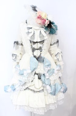 画像1: BABY,THE STARS SHINE BRIGHT / アンリエッタ姫の舞踏会ワンピースドレス・キャノティエセット  シルキーホワイト×サックス O-25-07-21-108-BA-OP-IG-OS
