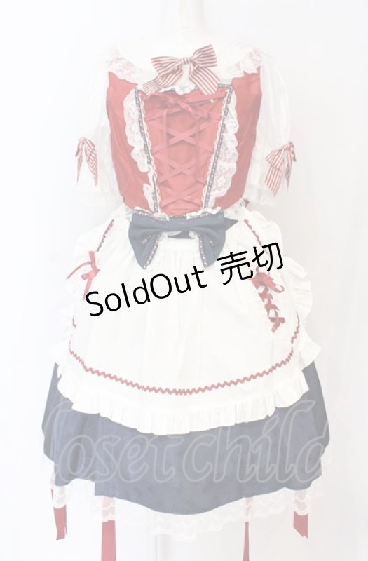 画像1: BABY,THE STARS SHINE BRIGHT / りんちゃんのグレーテルワンピースセット  えんじ×ネイビー×シロ O-25-07-21-110-BA-OP-IG-OS (1)