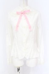 Angelic Pretty / Stripe Ribbonブラウス  シロ×ピンク O-25-07-21-121-AP-BL-IG-OS