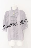 Chalmiere / クラシカルレーシー半袖ブラウス M パープル O-25-07-21-014-LO-BL-OW-OS