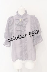 Chalmiere / クラシカルレーシー半袖ブラウス M パープル O-25-07-21-014-LO-BL-OW-OS
