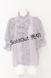 Chalmiere / クラシカルレーシー半袖ブラウス M パープル O-25-07-21-014-LO-BL-OW-OS