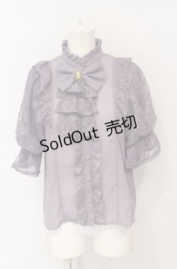 画像1: Chalmiere / クラシカルレーシー半袖ブラウス M パープル O-25-07-21-014-LO-BL-OW-OS