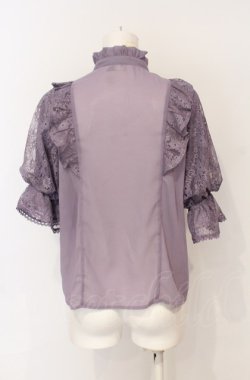 画像3: Chalmiere / クラシカルレーシー半袖ブラウス M パープル O-25-07-21-014-LO-BL-OW-OS
