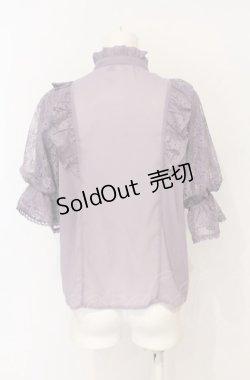 画像3: Chalmiere / クラシカルレーシー半袖ブラウス M パープル O-25-07-21-014-LO-BL-OW-OS