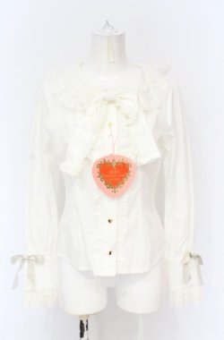 画像1: BABY,THE STARS SHINE BRIGHT / 時計うさぎのHEART TRUMPぐるりんリボンブラウス  オフ O-25-07-21-135-BA-BL-IG-OS