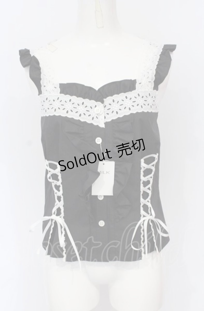 画像1: MILK / レース UP キャミ  クロ×シロ O-25-07-21-024-ML-TO-OW-ZT534 (1)