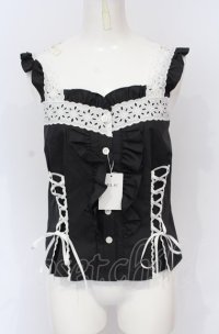 MILK / レース UP キャミ  クロ×シロ O-25-07-21-024-ML-TO-OW-OS