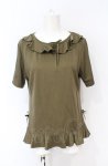 画像1: PINK HOUSE / レースアップフリルカットソー  カーキグリーン O-25-07-21-028-LO-TO-IG-ZT078 (1)