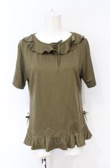 PINK HOUSE / レースアップフリルカットソー  カーキグリーン O-25-07-21-028-LO-TO-IG-OS