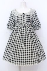 Angelic Pretty / Sugaryギンガムワンピース  クロ×シロ O-25-07-23-029-AP-OP-IG-OS