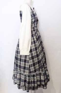 画像2: axes femme POETIQUE / チェックフリルレディワンピース  ネイビー×オフ O-25-07-23-045-AX-OP-IG-OS