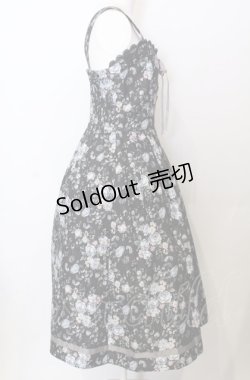 画像3: axes femme / ロマンティックローズ柄ジャンパースカート  クロ O-25-07-23-048-AX-OP-IG-OS