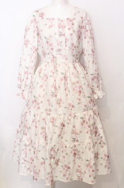 画像1: axes femme / 桜柄ティアードワンピース  シロ O-25-07-23-049-AX-OP-IG-OS