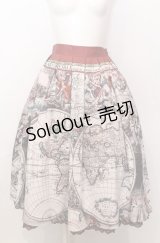 axes femme NOSTALGIE / ヴィンテージマップ柄 スカート  アカ系 O-25-07-23-055-AX-SK-IG-OS