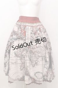 axes femme NOSTALGIE / ヴィンテージマップ柄 スカート  アカ系 O-25-07-23-055-AX-SK-IG-OS